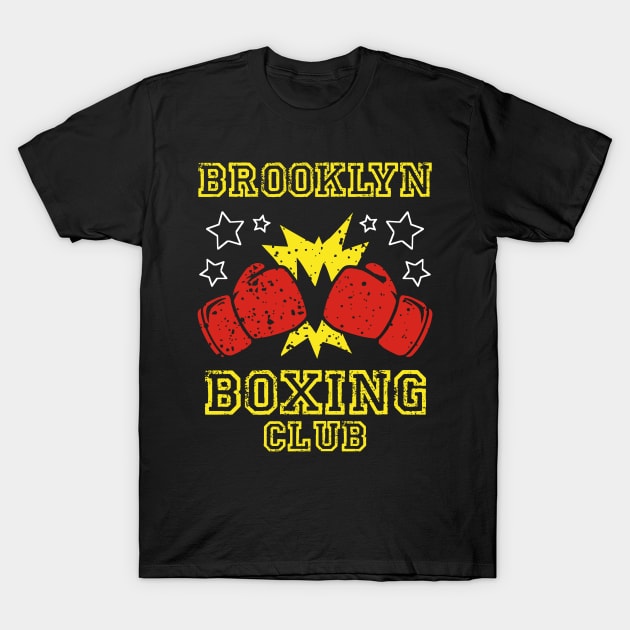 brooklyn boxing club, vintage style boxing gloves design for boxers and boxing fans T-Shirt by A Comic Wizard